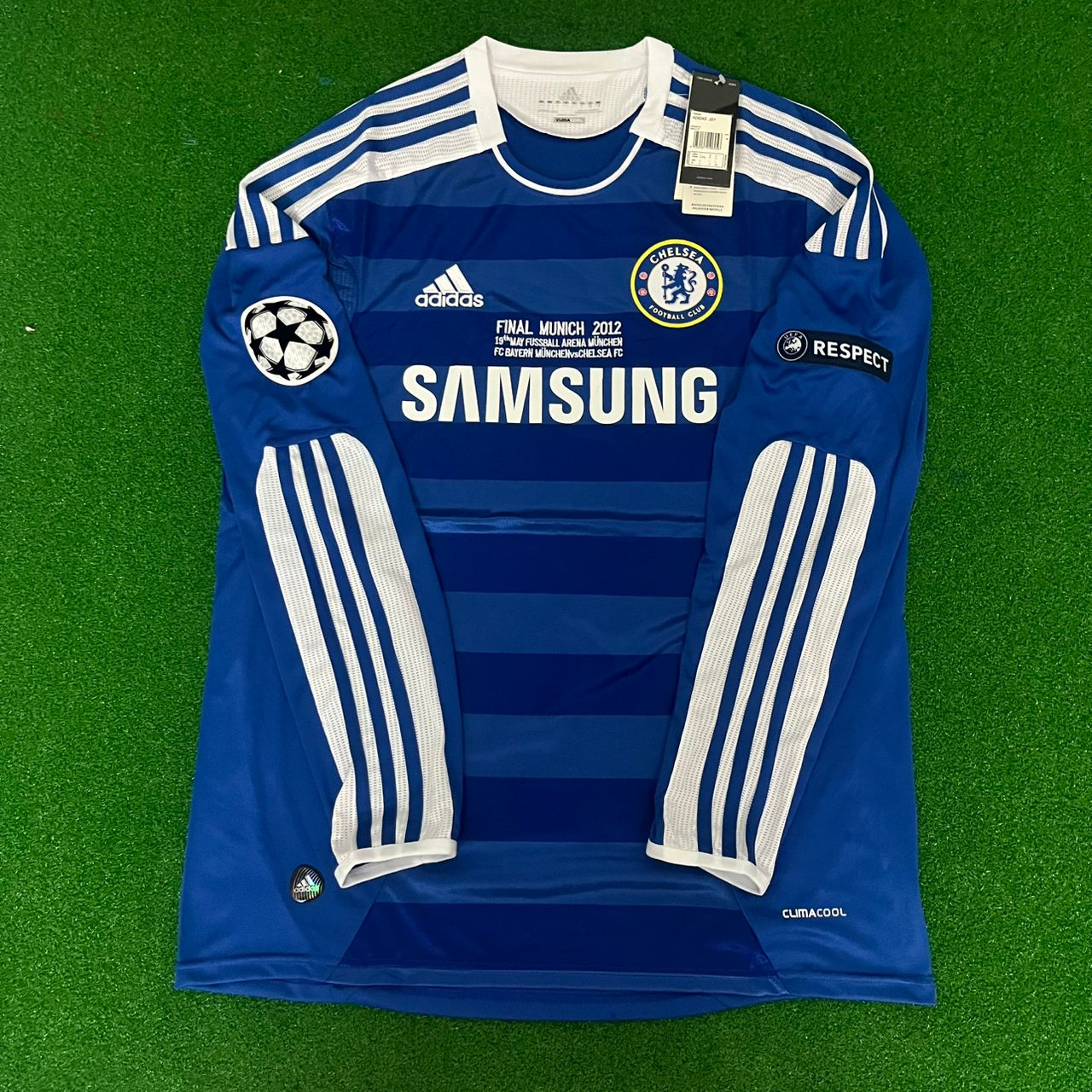 Didier Drogba Chelsea Champhions League 2012 Munich Final Retro Long Sleeve Jersey
