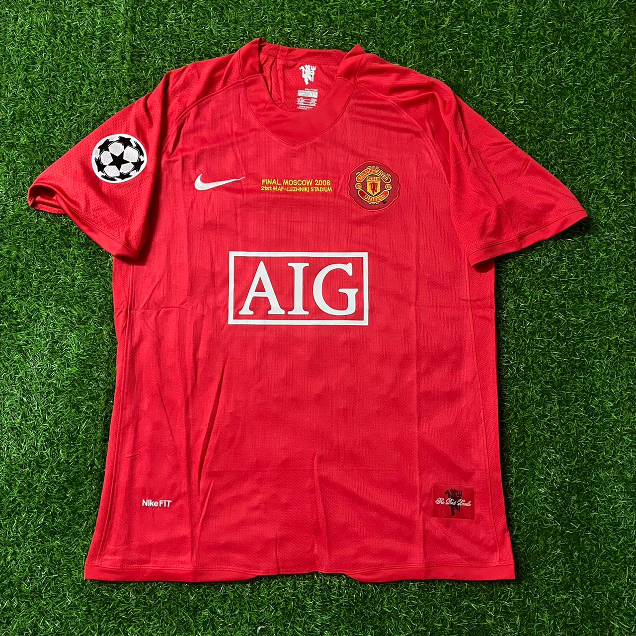Cristiano Ronaldo CR7 Manchester United Champions League Final Moscow 2008 Retro Red Football Shirt