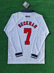 David Beckham England 1998 World Cup Long Sleeves Retro Jersey
